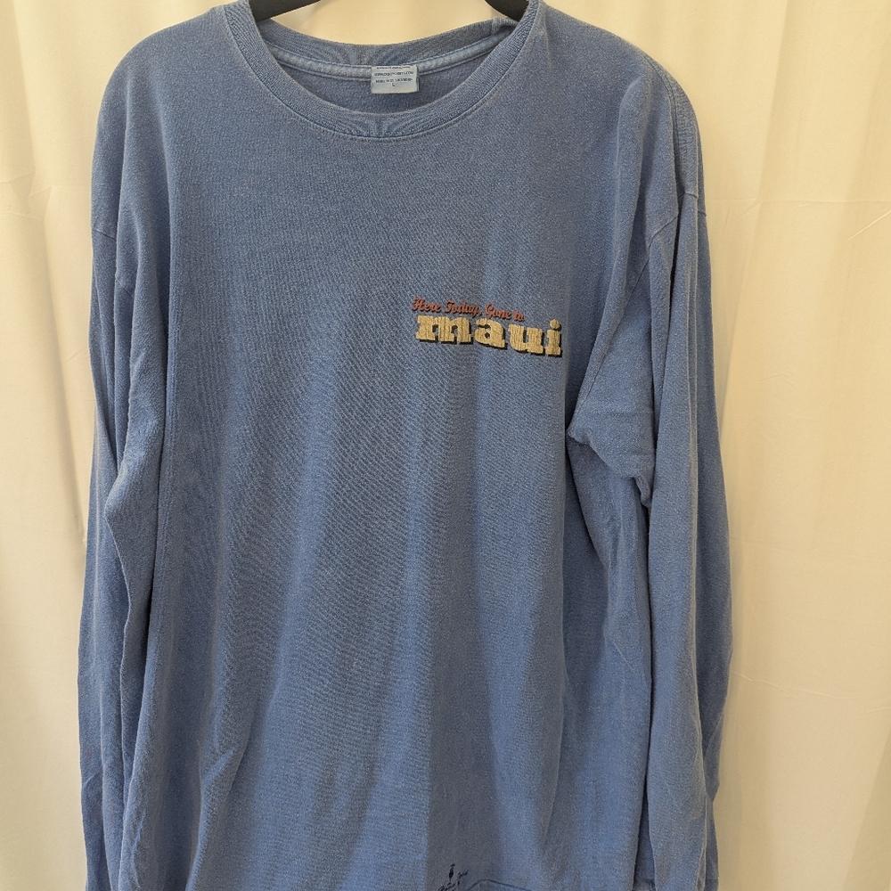 Crazy Shirts Hawaii Men's Maui Graphic Blue Long Sleeve Shirt Size Large